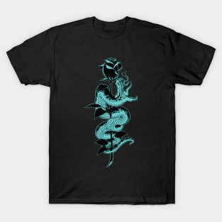 Snake and Rose Teal Variant T-Shirt